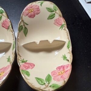 Franciscan Pink and Green Floral Ceramic Ashtrays.